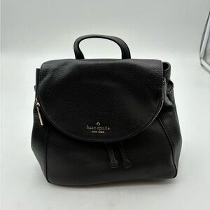 kate spade Black Pebbled Leather Mini Backpack with Gold Hardware